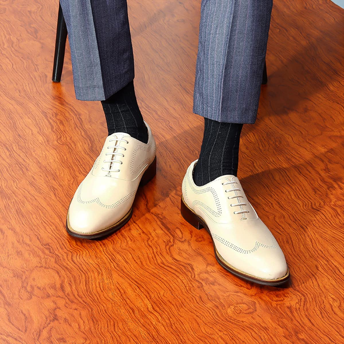 Scarpe Eleganti Formali Business da Uomo Oxfords in Pelle Confortevoli Casual Brogues Basse Stringate da Vestito