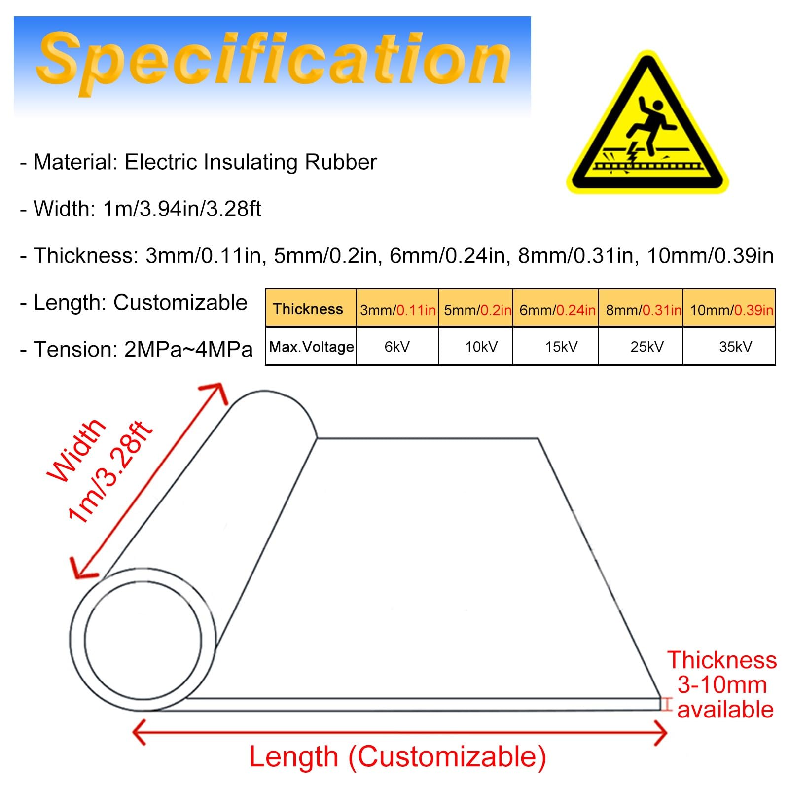 Amazon.co.jp: 赤色高電圧床絶縁ゴムマット、配電室衝撃吸収電気絶縁