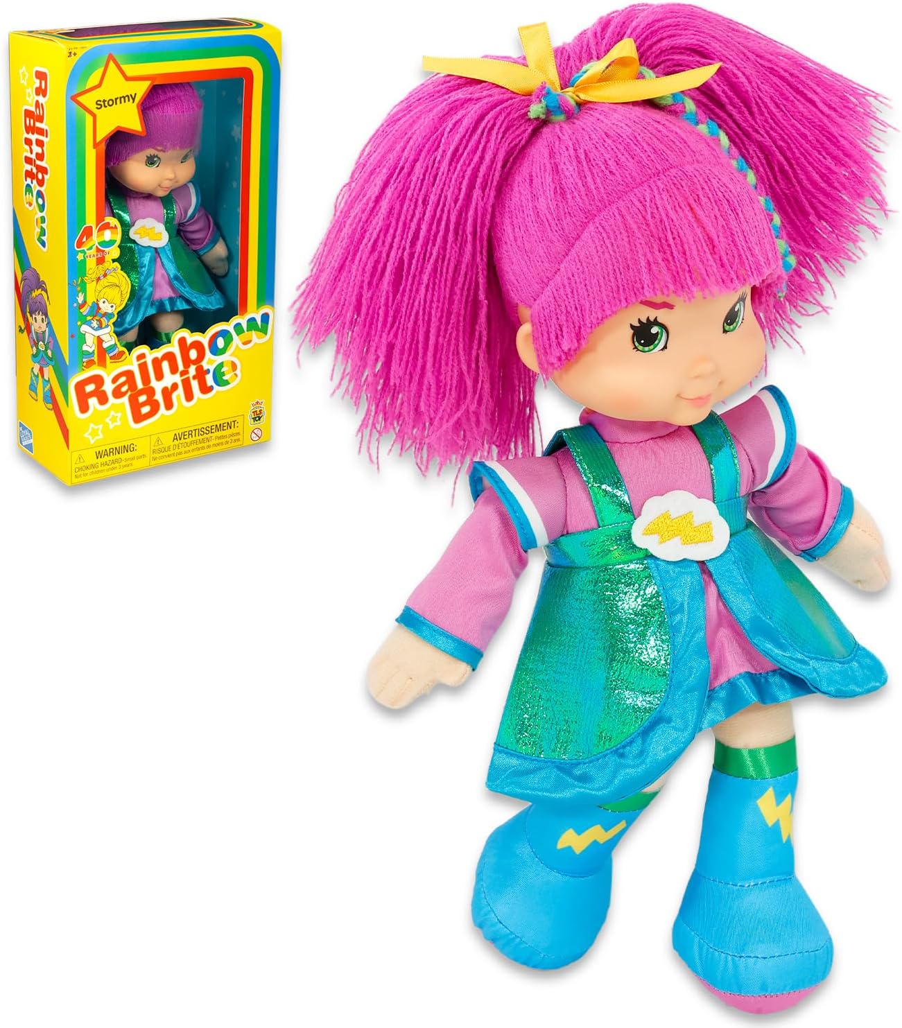The Loyal Subjects Rainbow Brite Doll Set for Girls - Bundle of 2 Dolls: 12 Inch Tickled Pink and Stormy Plush, Plus Tattoos, More | Rainbow Brite Plush Figures