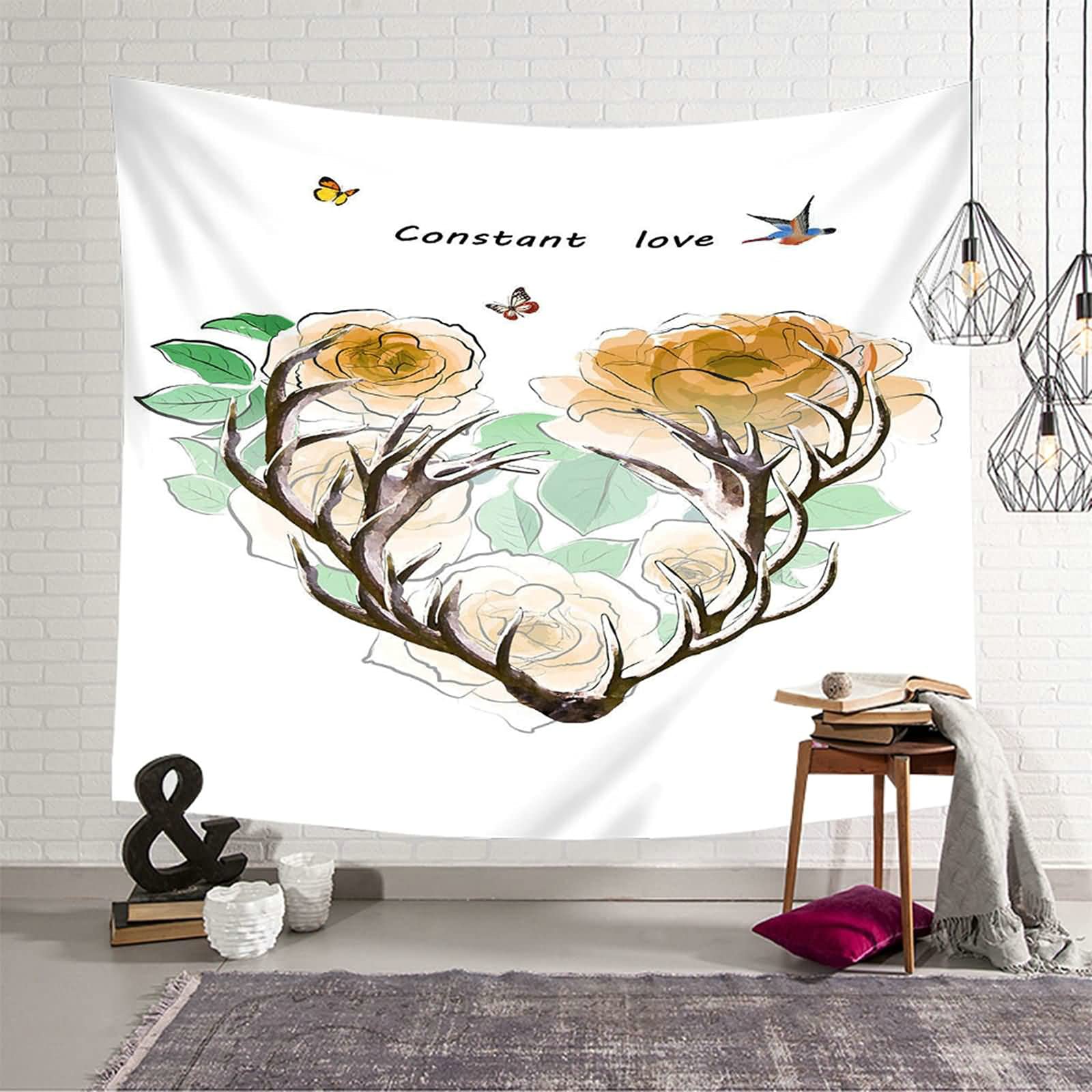Tapiz de pared KnSam de flores y mariposas: dale un toque natural y colorido a tu salón