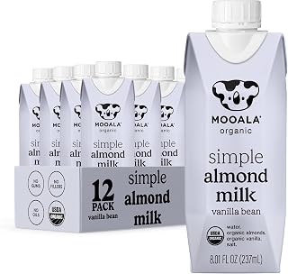 Mooala Organic Vanilla Almond Milk Shelf-Stable Single-Serve Cartons, 12-Pack - 4 Clean Ingredients, No Gums Oils Fillers