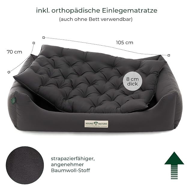 Foto 6 de 8 de HOUND & NATURE Cama ortopédica para perros Zermatt, talla XXL para perros muy grandes con borde alto, sofá…