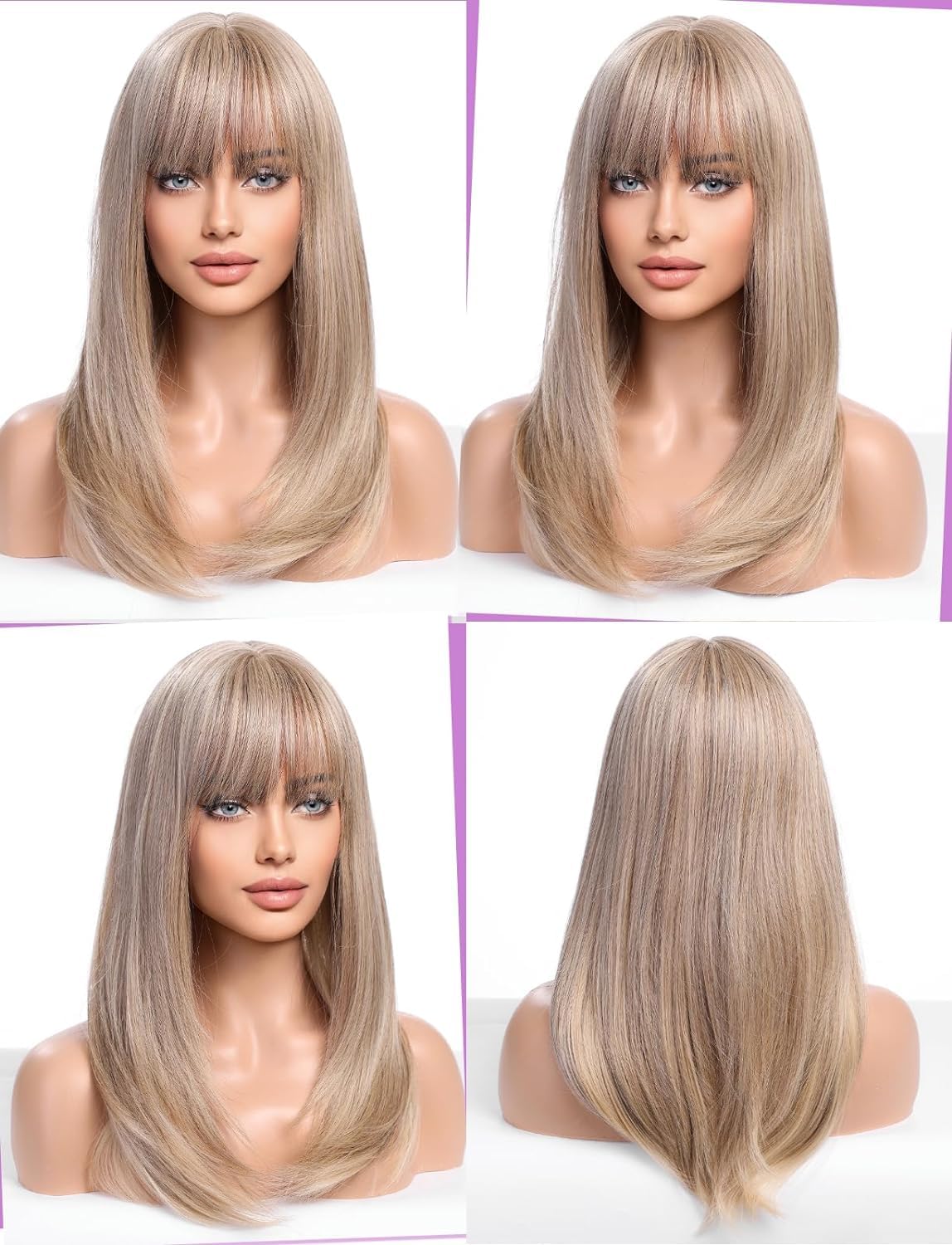 WOKESTAR Blonde Wigs for Women Layered Straight Long Wig with Fringe - Image 2