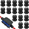 15 PCS M20×1.5 IP68 Cable Glands, Waterproof Plastic Nylon Cord Grip Cable Glands with Locknut and Washer Suitable for 6mm - 12mm Cables (Black)