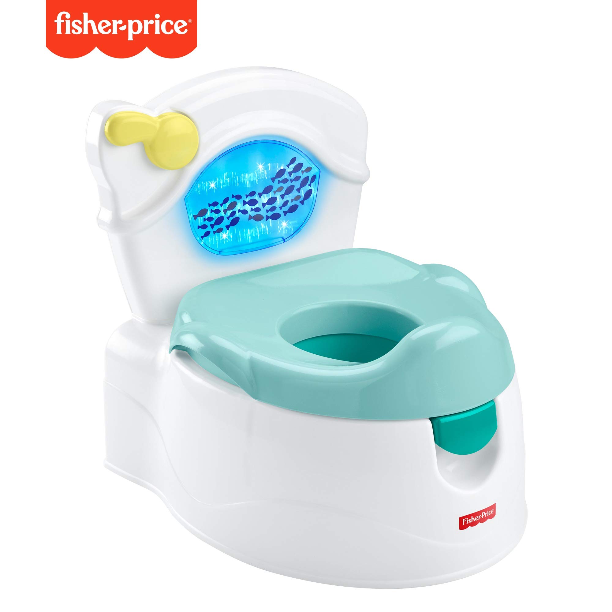 Fisher-Price Meeresrausch Töpfchen, Baby Toilette, mit Geräuschen und Lichtern, abnehmbarer Toilettenaufsatz, für Baby und Kleinkinder, GWD37