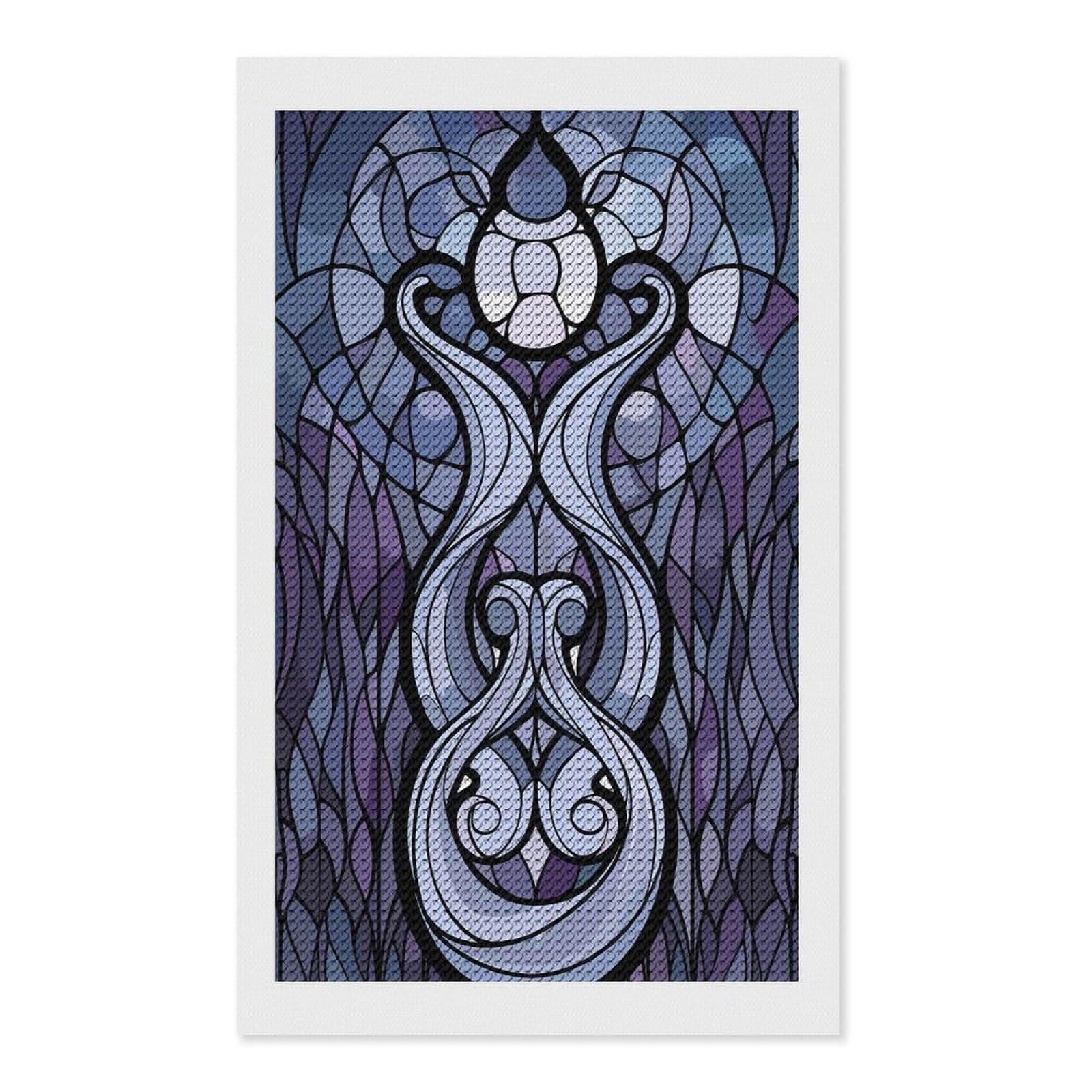 Junmoney Art Nouveau Stained Glass Design Diamond Art Canvas 12"x20", Full Kit Included, Bedroom Decor, for Beginners, Thoughtful Handmade Gift