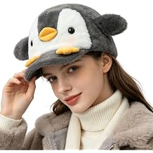 Fun Penguin Baseball Cap Fuzzy Winter Warm Duck Bill Costume Hat