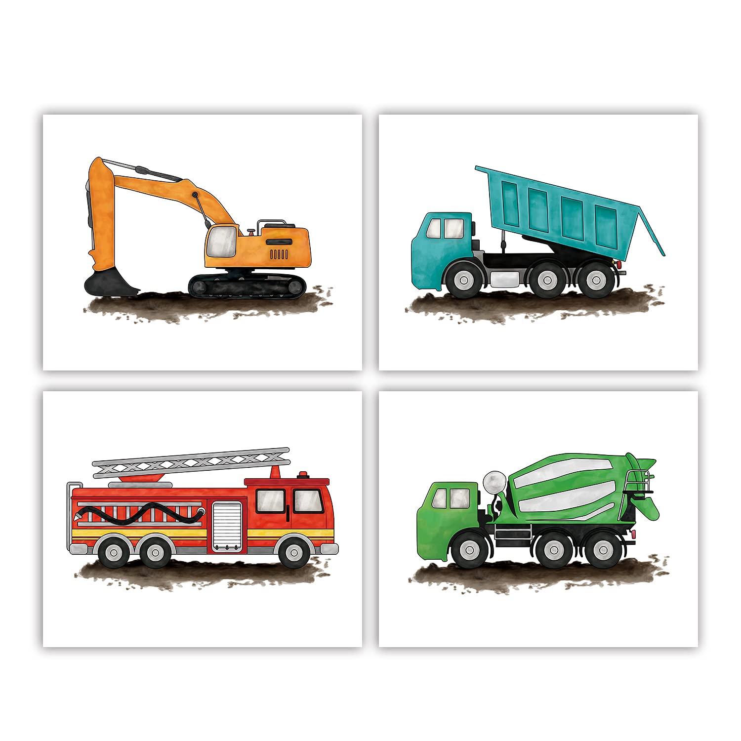 IARTTOP Unframed Construction Truck Wall Art, Watercolor