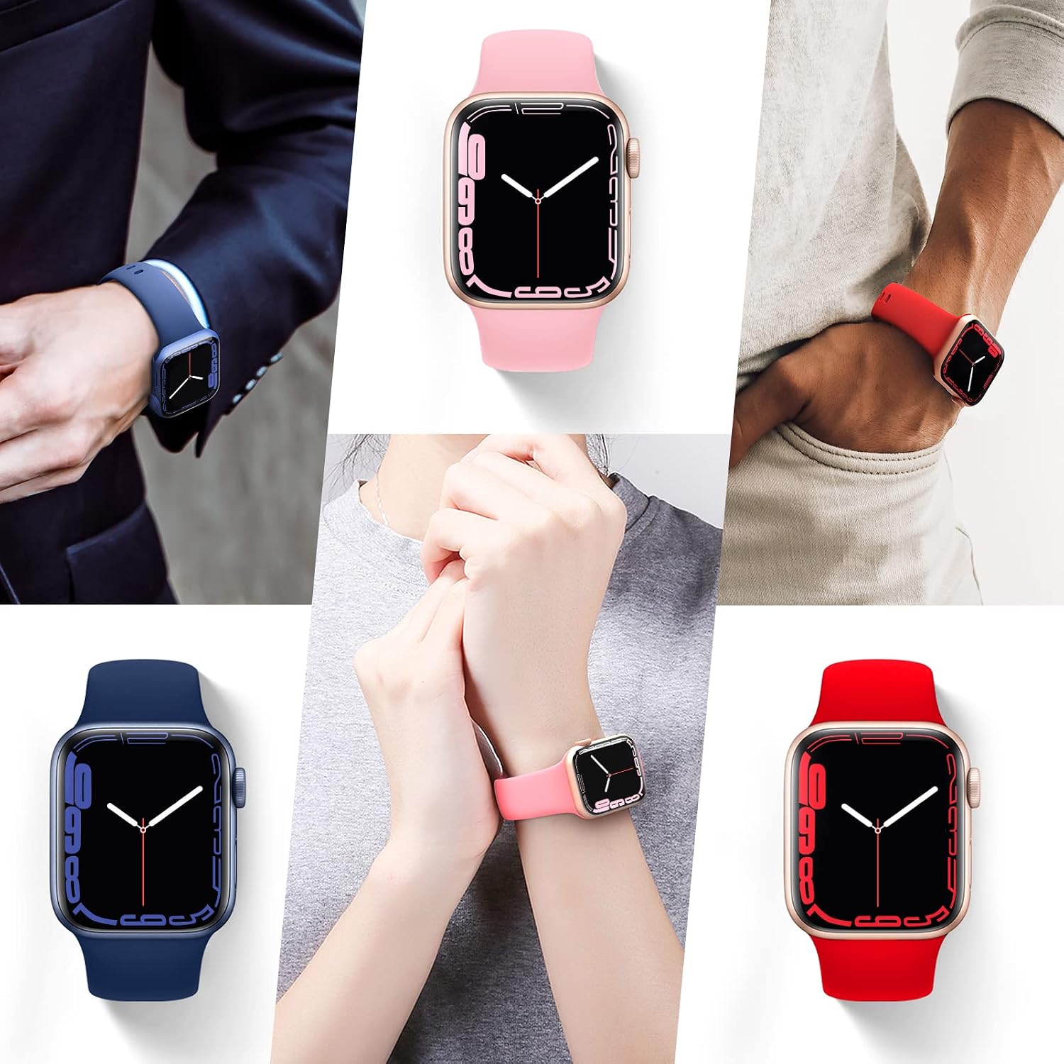 14 Pack Watch Bands Compatible with Apple Watch Band 40mm 38mm 44mm 42mm 41mm 45mm Women Men, Soft Silicone Sport Wristbands Replacement Strap Compatible for iWatch Series 8 7 6 5 4 3 SE