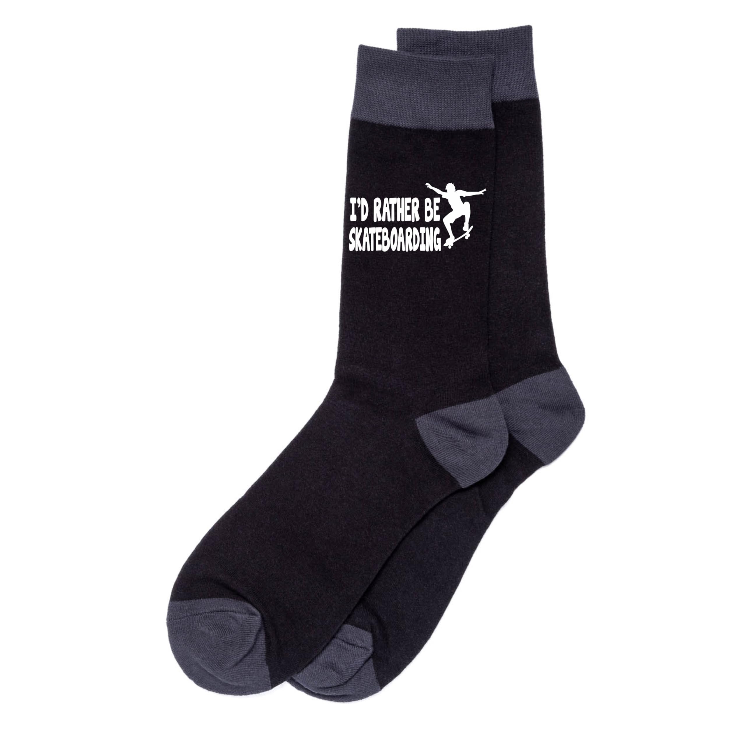 Print4U I'd Rather Be Skateboarding Funny Men's Socks Black Birthday Gift