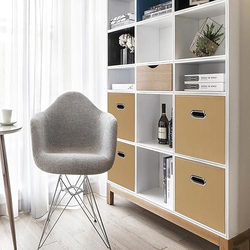 Miniatura 4 de Yunkeeper Contenedores de almacenamiento de 11 pulgadas, cubos de tela negra con asa, canasta plegable para armario o caja de almacenamiento