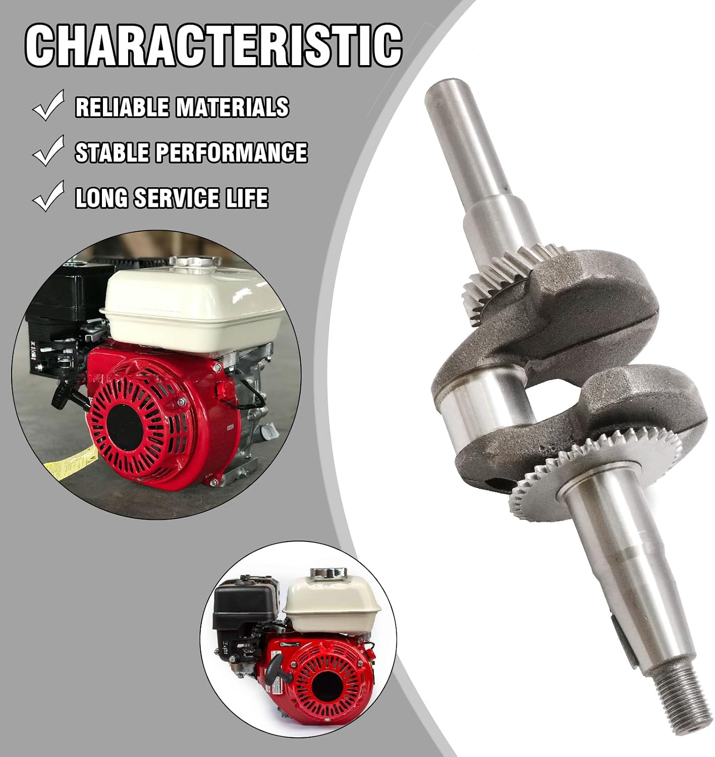 2.43 x 3/4" Parallel Crankshaft Cranks, Replacement for Honda and Clone GX200 196cc 212cc 6.5 HP Engine
