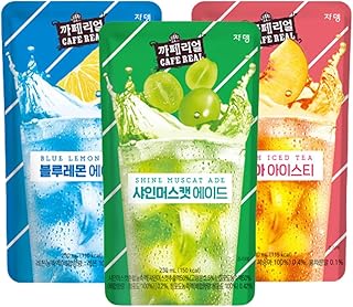 Korea Convenience Store Drinks Variety Pack, Peach Iced Tea, Blue Lemonade, Shine Muscat, 3 Flavors, Korean CVS GS25 CU, Tictok Drink - Pack of 3