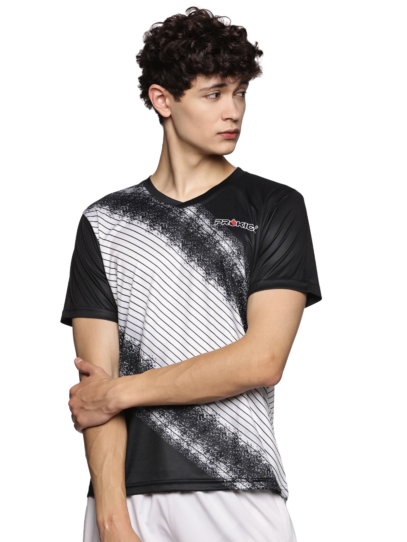 prokick V-Neck Half Sleeves Sports Wear Tshirt for Men|Comfort Fit, Moisture Absorption, Regular Fit V Neck Sports Tshirt for Badminton,Tennis,Squash,Gym Wear, Everyday Wear-picture-56