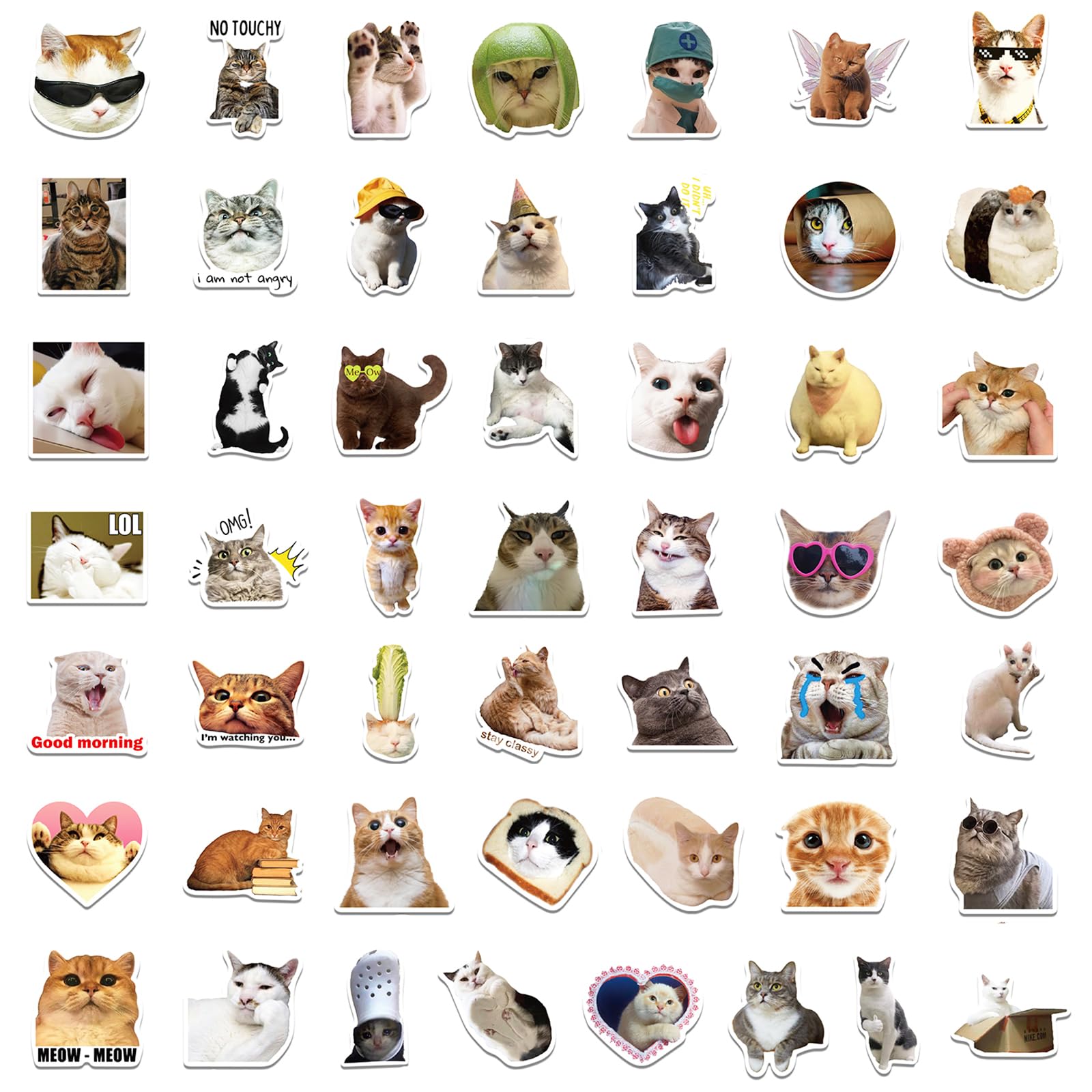 Cute Cat Decals 100-Piece Cute Cat Stickers Pack - Vinyl Decals For ...