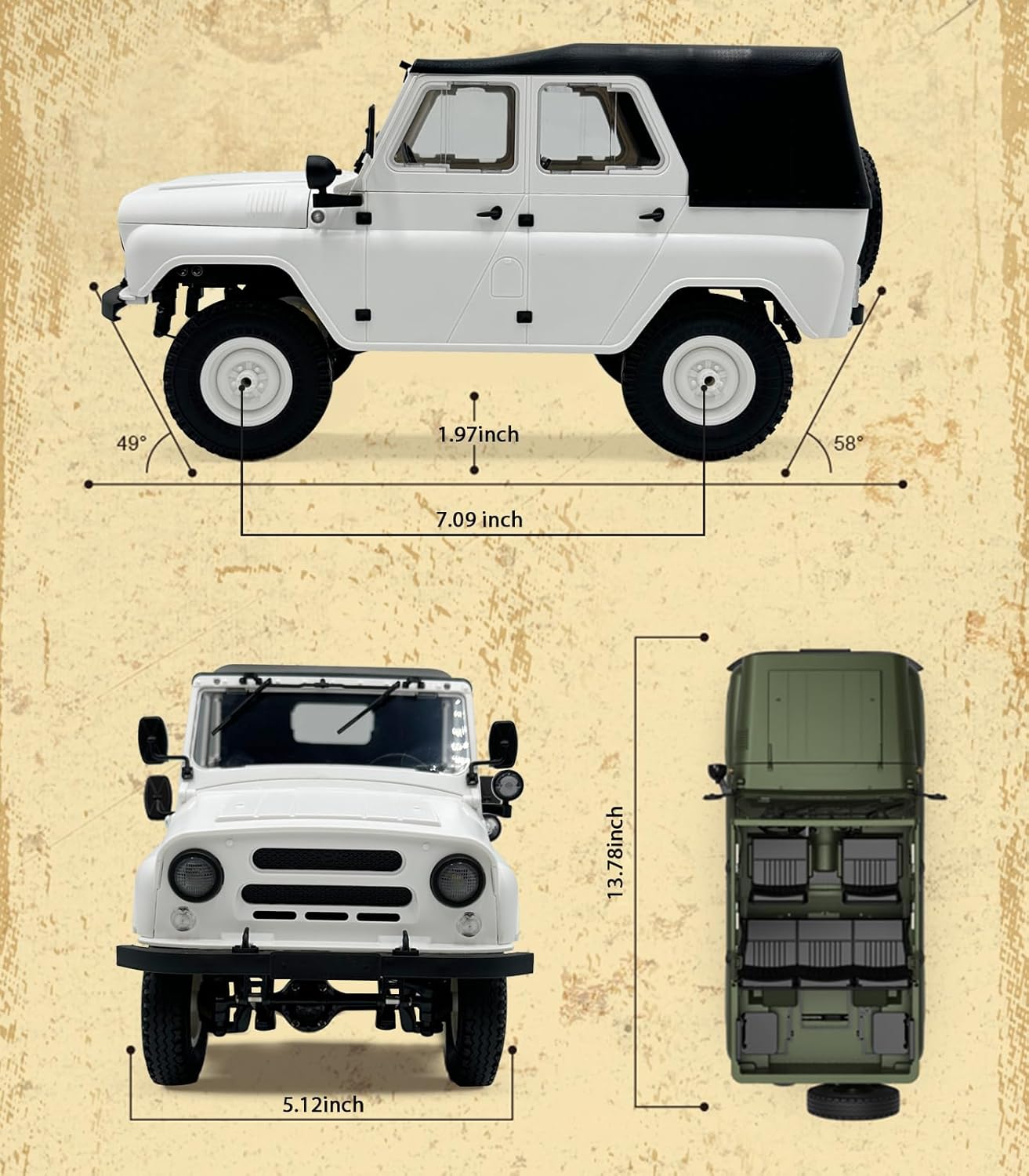 ARRIS WPL C94 UAZ-469 1/12 RC Crawler, 4WD RC Rock Crawler Truck RTF, Off-Road Military RC Car, Hobby-Grade Trail Truck for Adults
