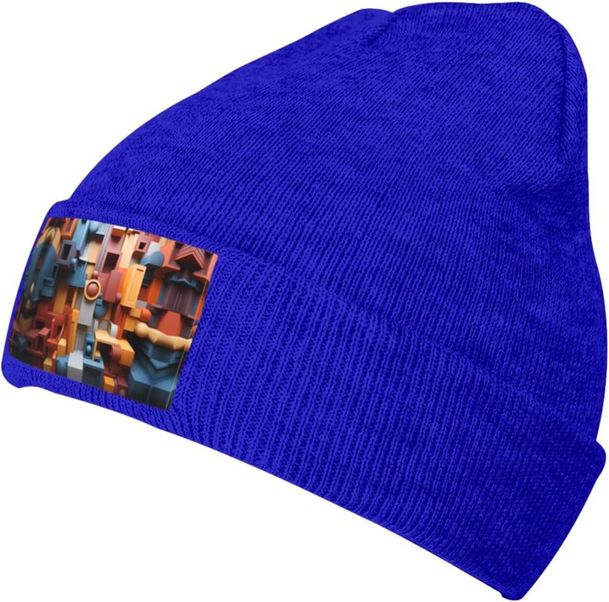 BROLEOBlack Knit Hat Cap Colorful Cube Space Pattern Soft Good Elasticity Suitable for Daily and Outdoor Sports