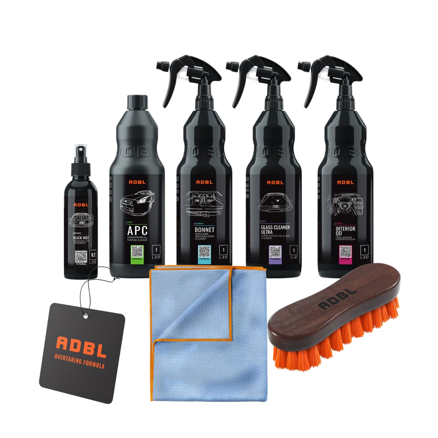 ADBL Car Care Kit M (1L) – Komplettes Set für die Innenraumreinigung und Pflege mit Polsterauffrischer, Glasreiniger, APC und mehr