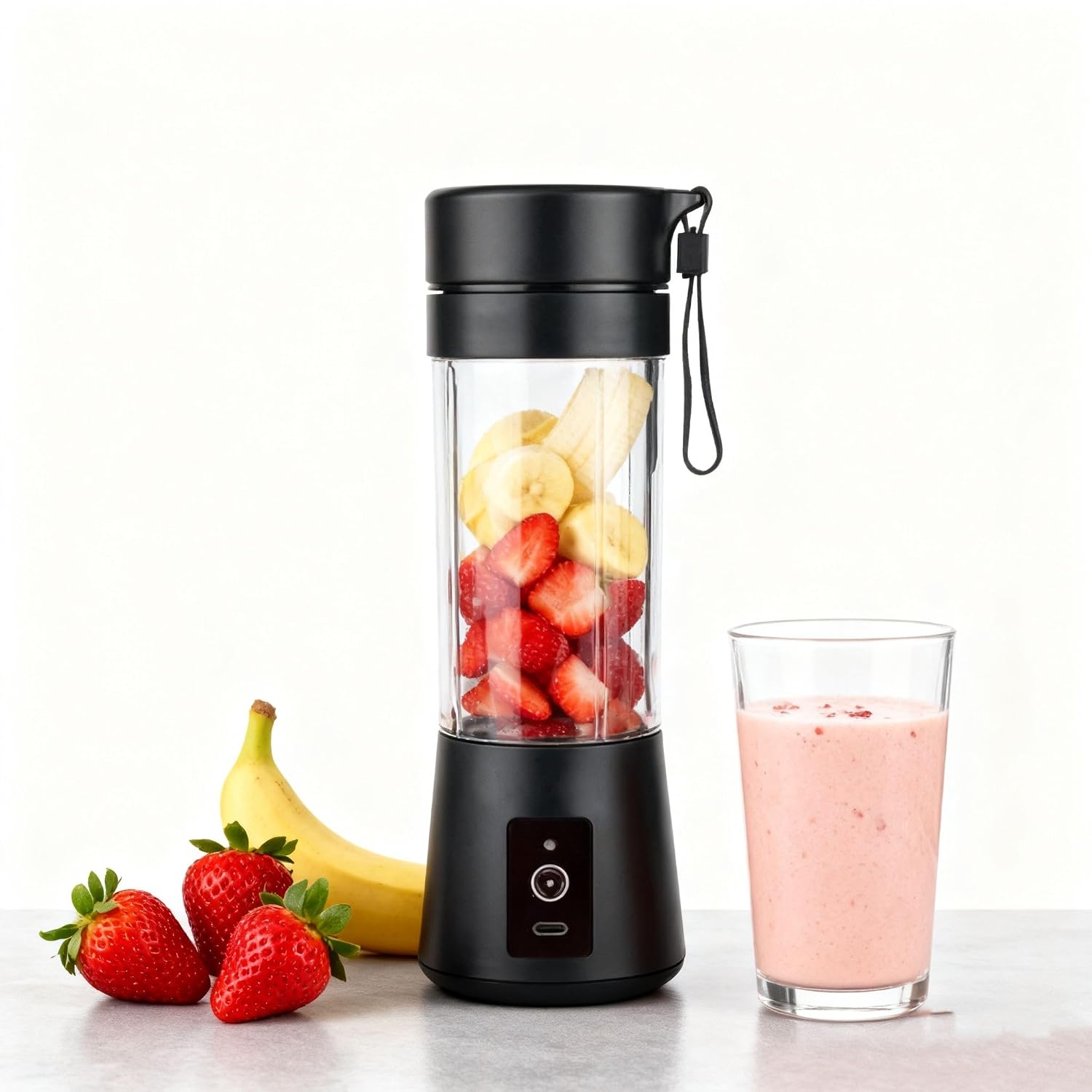 Portable Blender for Smoothies & Protein Shakes, USB Rechargeable Juicer Cup, 6-Blade Electric Fruit Mixer, Mini Travel for Juice, Milkshakes & Baby Food, Multicolour (Portable Blender)