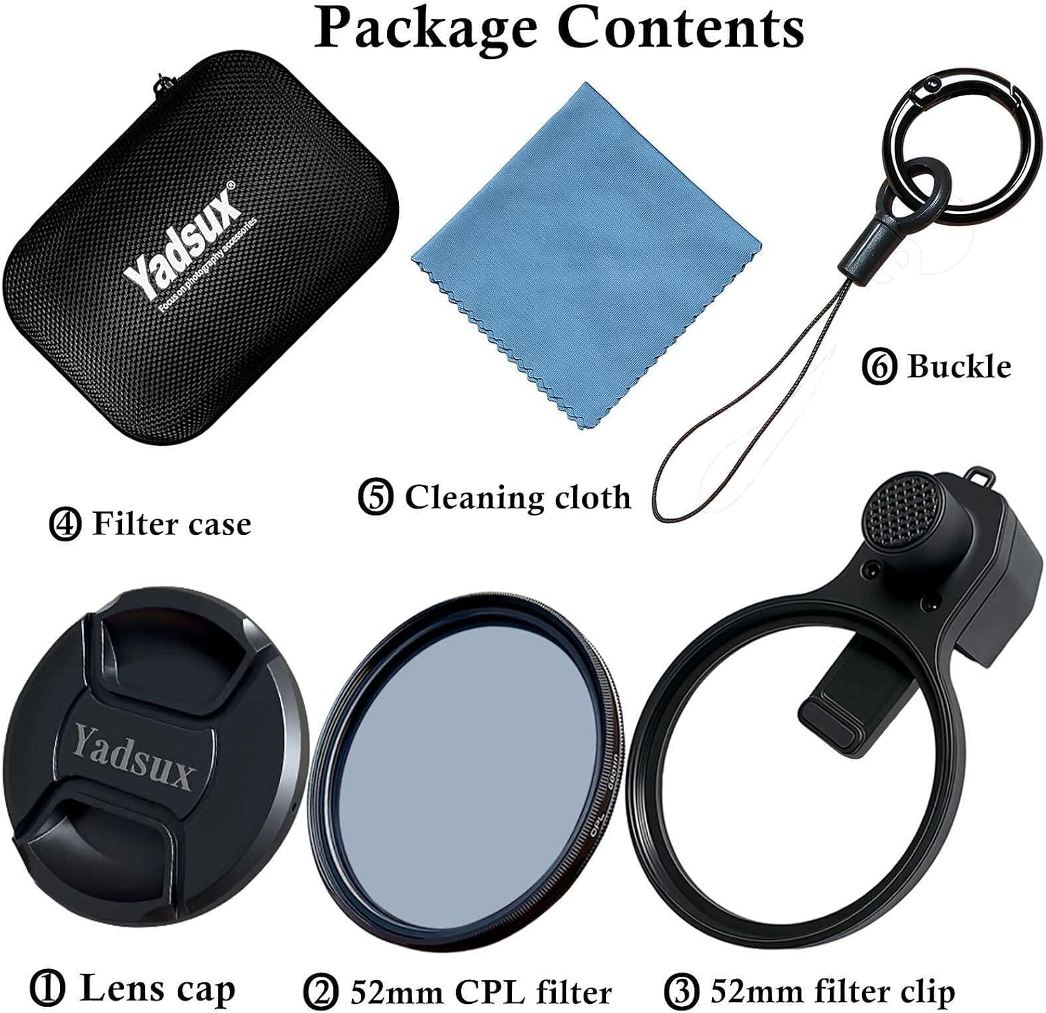 52mm CPL Polarizing Filter Clip-on Lens Kit for iPhone 17, 16, 15, 13, 12, Samsung and Android Phones, with Lens Cap, Filter Case, Cleaning Cloth