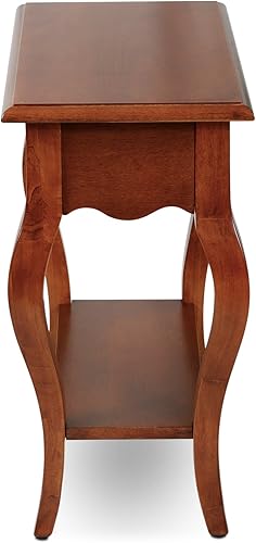 Miniatura 59 de Haven Ridge - Mesa auxiliar estrecha, mesa auxiliar de madera maciza con cajón y estante, color blanco granja, perfecta para salas de estar, blanco