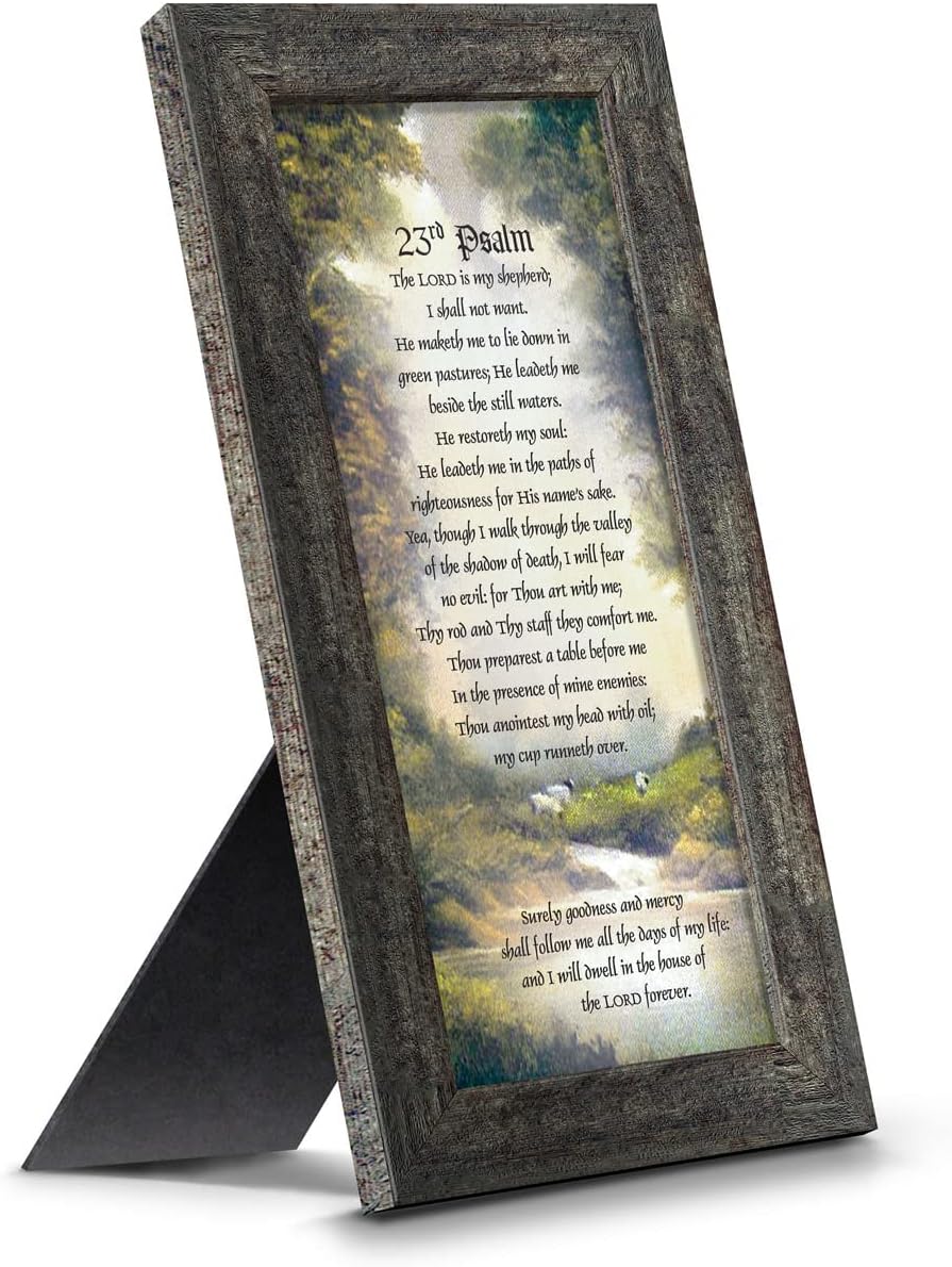 Psalm 23 Wall Art, The Lord is My Shepherd Bible Verses Decor, Christian Decorations for Home, Framed Plaque With Comforting and Encouraging Words, 7731BW