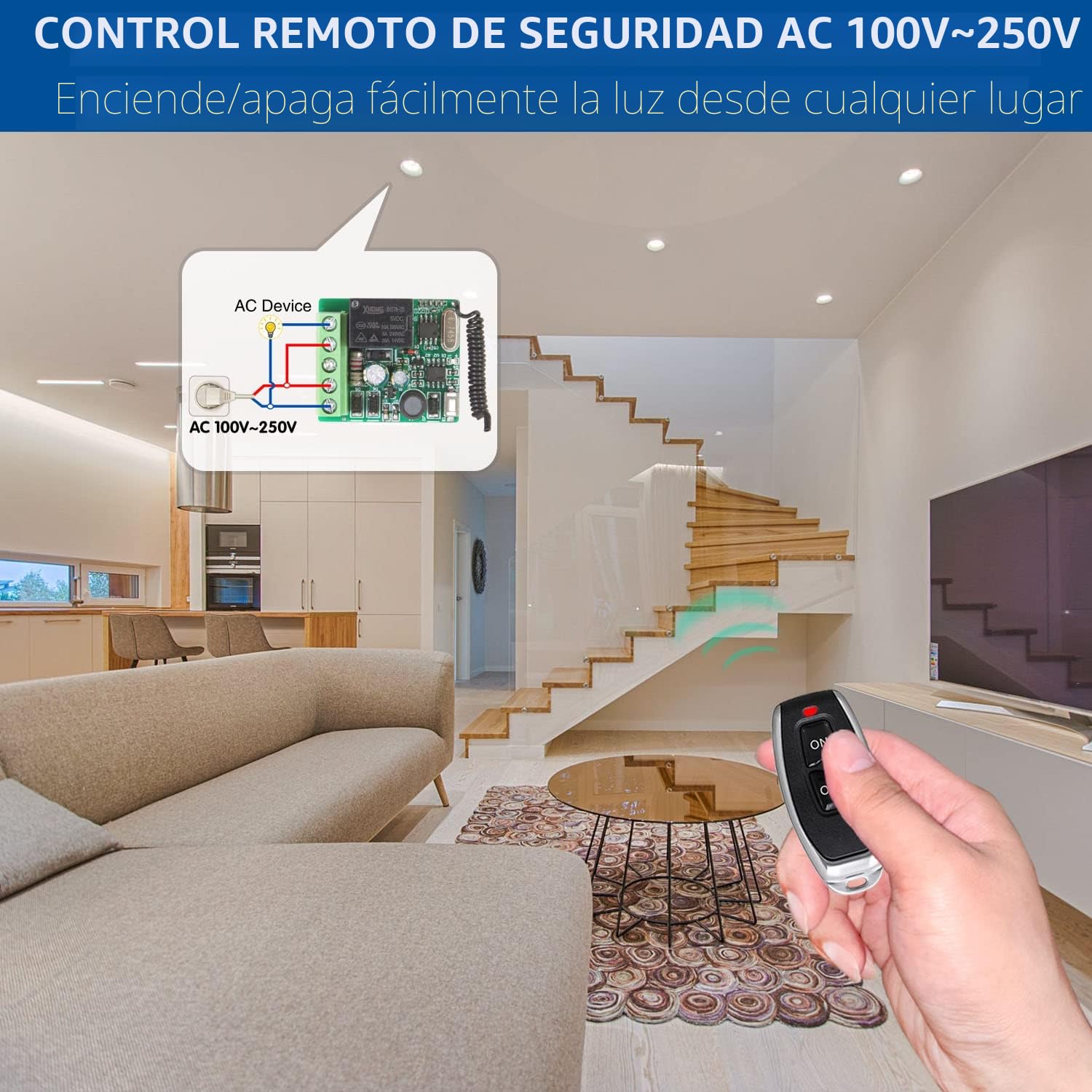 DieseRC Interruptor de mando a distancia Inalámbrico, Receptor de Relé de Radio de 1 Canal con 2 Transmisores Control Remoto Controlador de Relé de Contactos sin Potencial