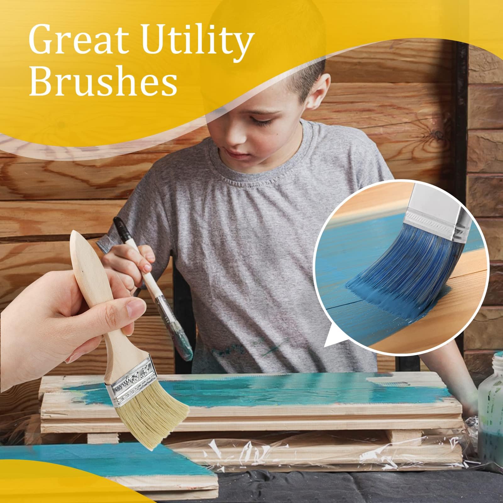 48 Pack 2 inch-UPlama Chip Paint Brushes, All-Purpose Brush Set for Painting, Stains, Varnishes, Epoxy, Glue & Crafts, Multi-Surface Use on Wood, Walls & Furniture