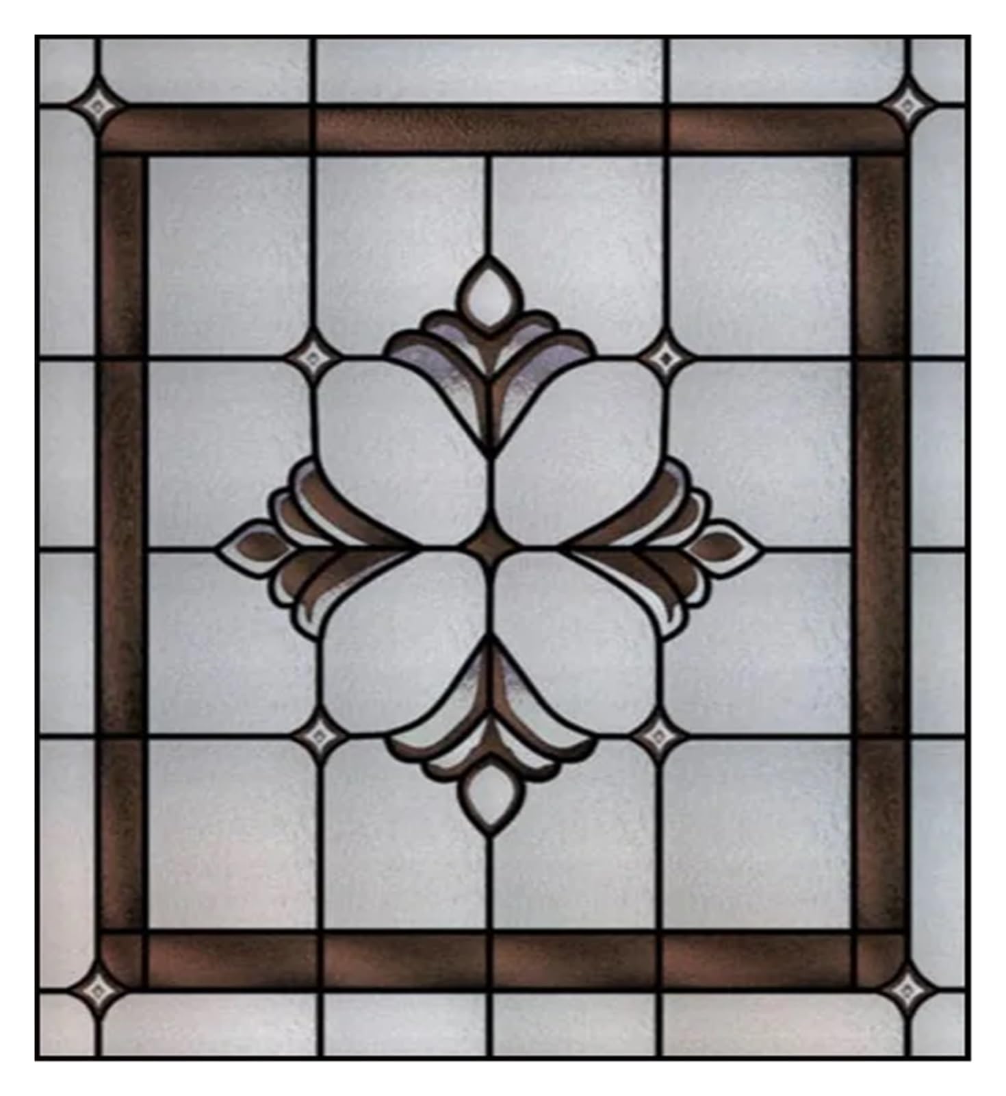 Window Film Stained Glass Window Film Retro Vintage Frosted Static Cling Art Colored Glass Films Door Sticker(Color-03,55cmX70cm)