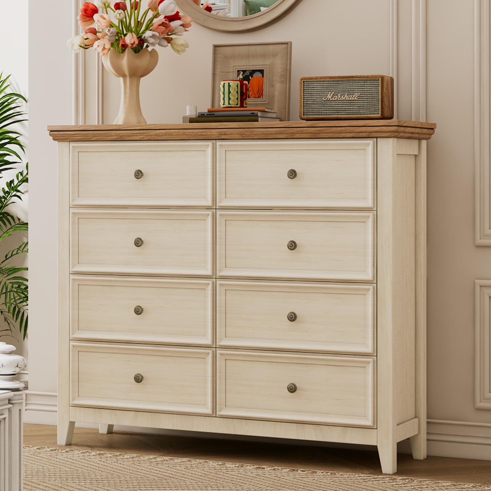 Amazon.com: BOSHIRO Beige 8 Drawer Dresser, Dresser for Bedroom, 8