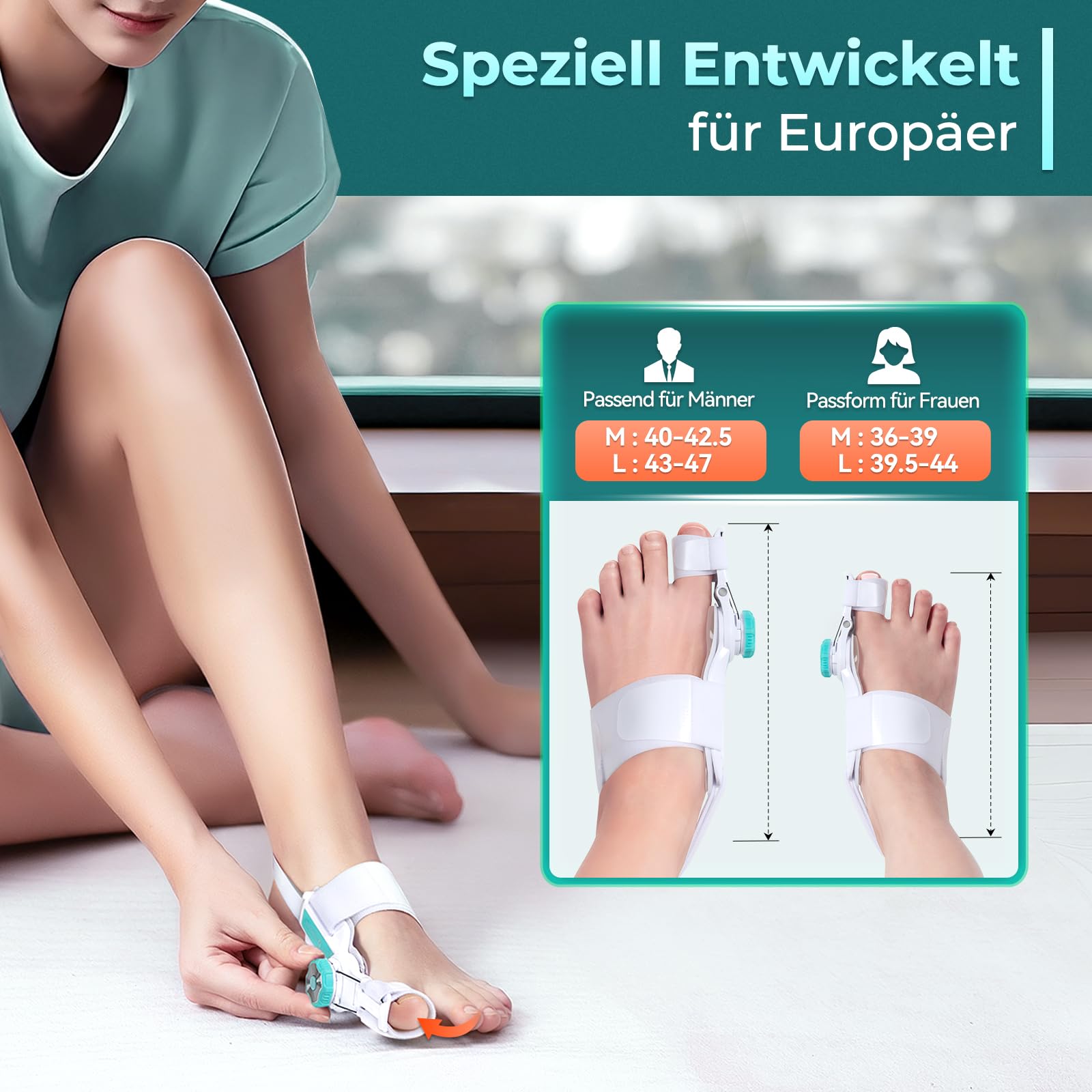 Hallux Valgus Korrektur Einstellbarer Knopf Hallux Valgus Schiene Ballenzeh Mann Frau Zehen Begradigen Links Rechts Fuß Aktualisierte Fassung 2 Stück
