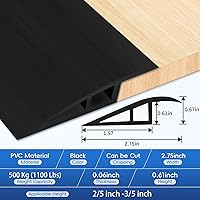 Vista 2 de Tira de transición de piso de vinilo para umbral de puerta, autoadhesiva, 36 pulgadas, umbrales para puertas, tiras de transición reductoras de Negro