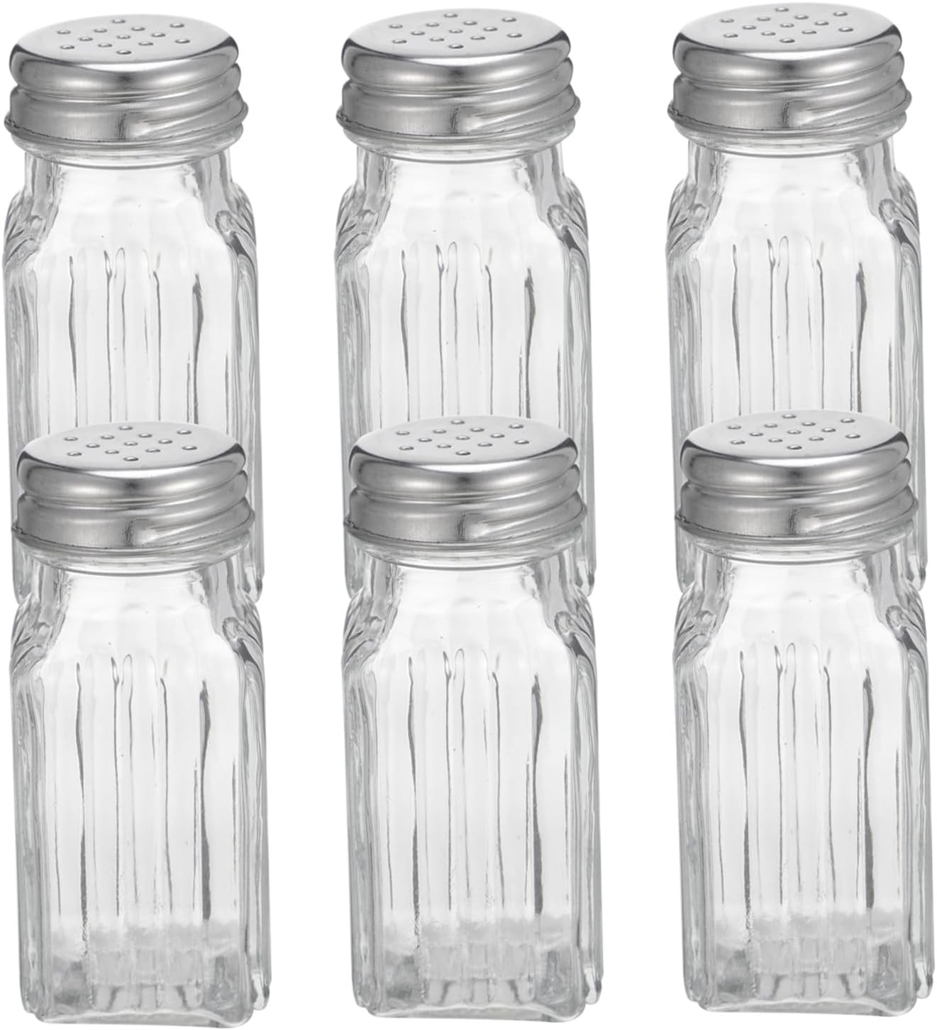6pcs Glass Seasoning Containers Premium Kitchen Spice Jar for Salt Pepper Sugar for Home Outdoor Use for Barbecue Camping