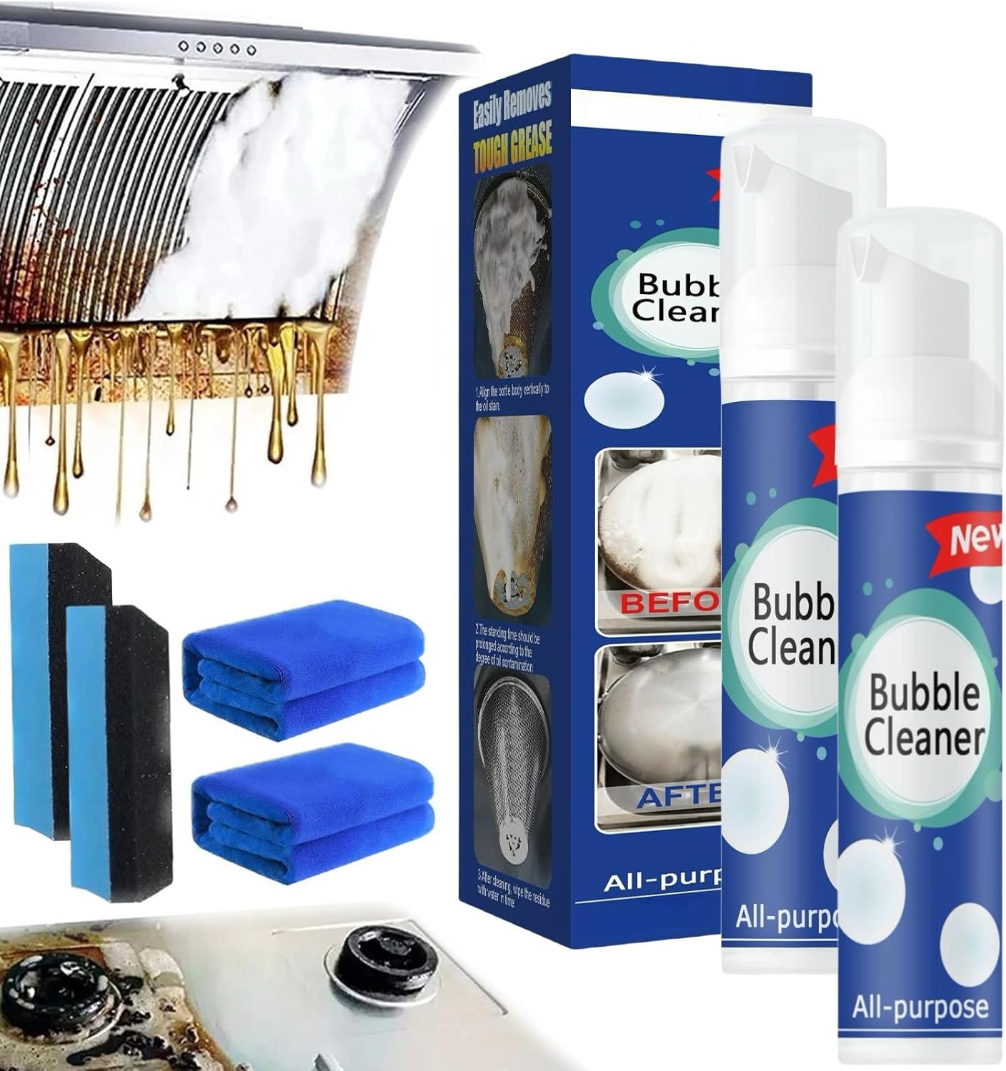 LONGLUAN Bubble Cleaner Foam Spray, Foam Heavy Oil Stain