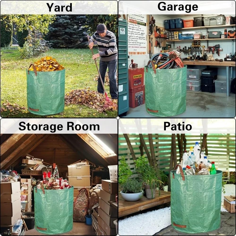 Sacos de Jardin Bolsa Jardin Bote de Basura de Gran Capacidad,Bolsa de Almacenamiento para automóvil,Bolsa de jardinería Reutilizable 60L,Bolsa de Almacenamiento para Maletero(4pcs)