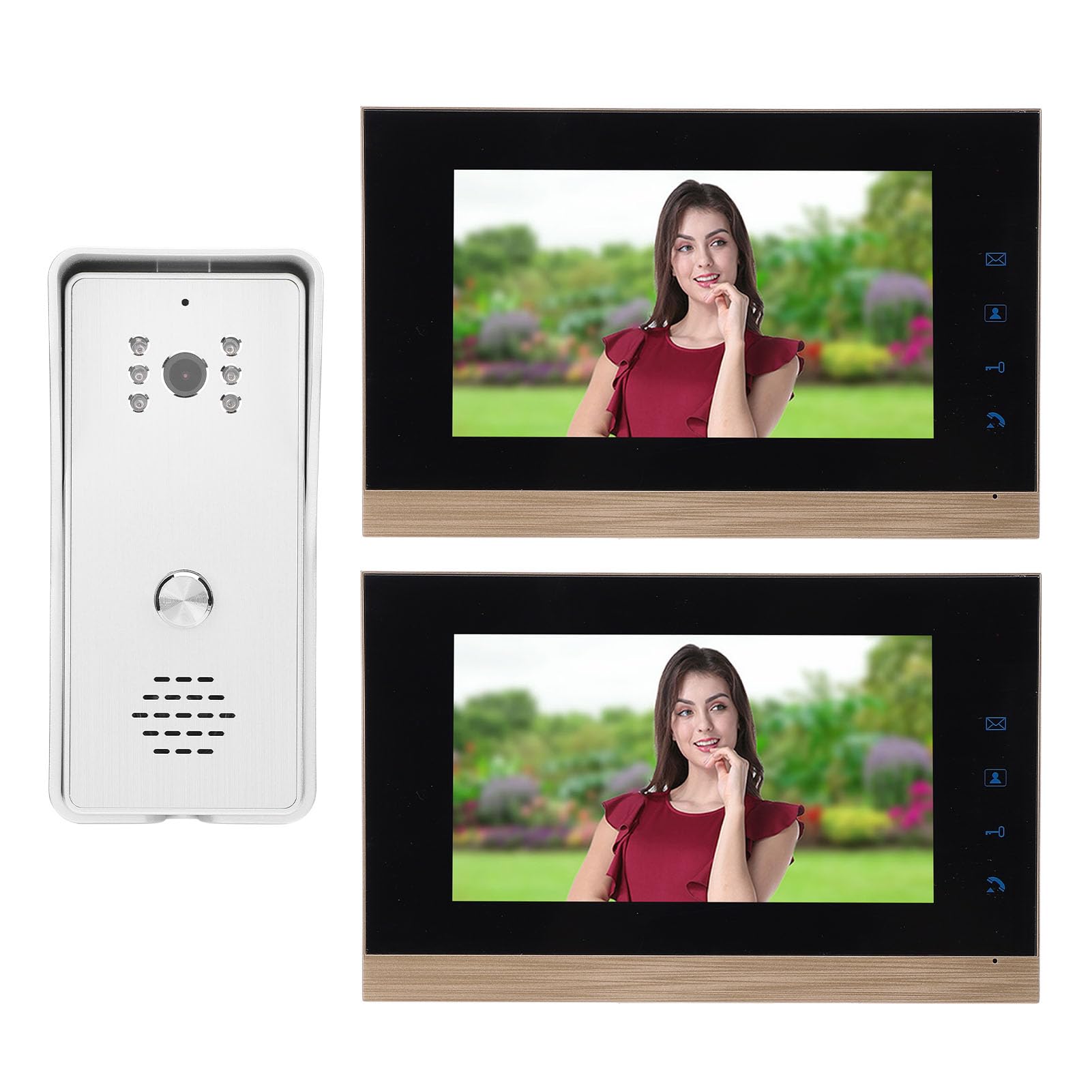 di Videocitofono, Monitor da 7 Pollici Videocitofono con Telecamera, Citofono Bidirezionale per Interni Ed Esterni per Villa, Ufficio Domestico, 1 Telecamera 2 Schermi (SILVER)
