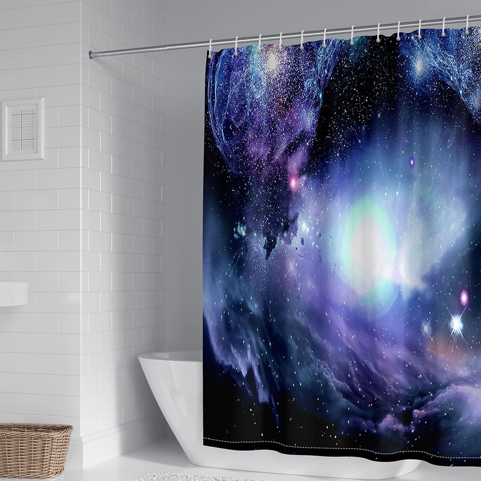 Rideau de douche anti éclaboussures 300x200 cm polyester bleu violet pour sol sec