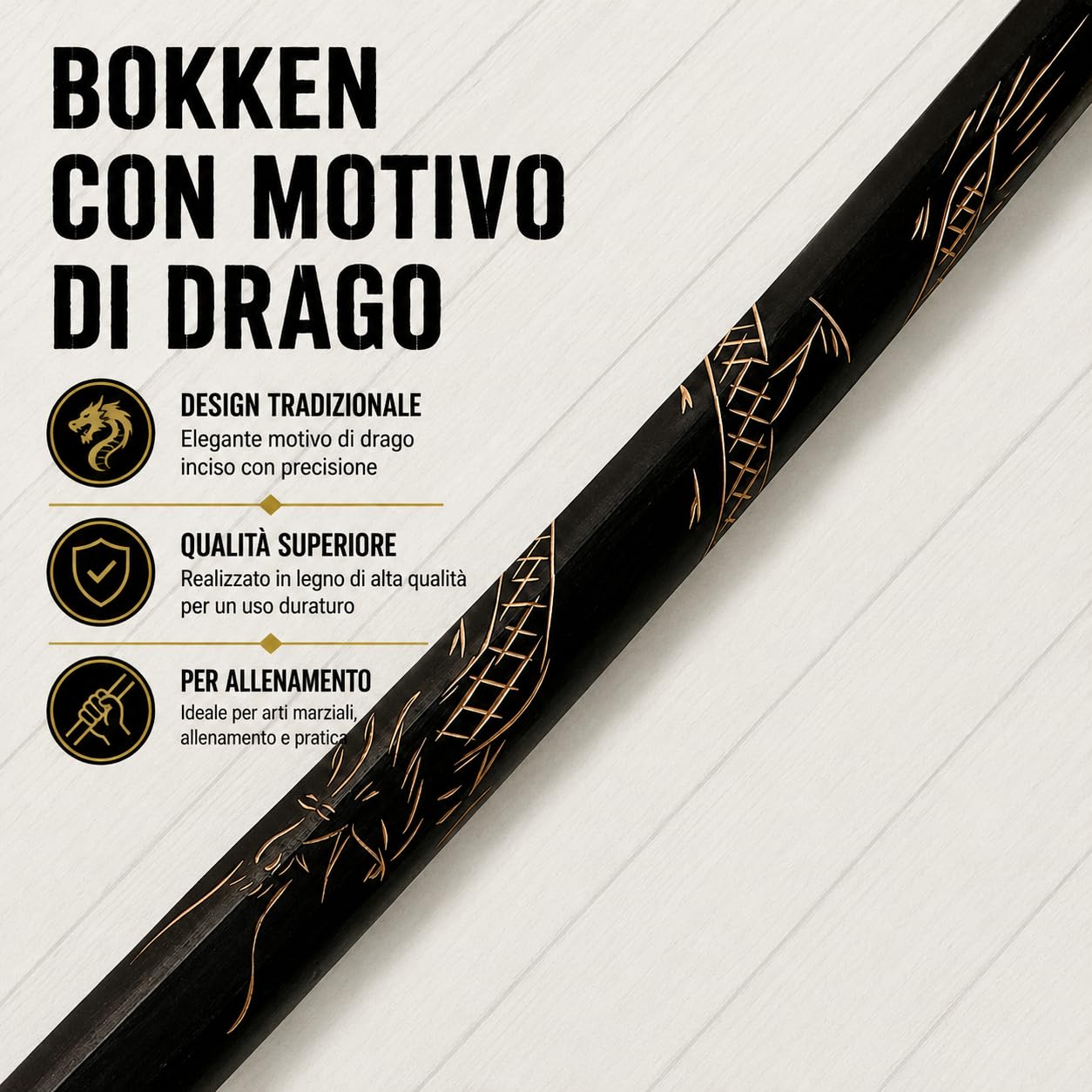 Bokken in legno, Shinai, Katana Wakizashi Tanto, Spada Kendo Accessori per armi in legno, Allenamento di combattimento con spada Kendo, Spada Samurai, Gioco di ruolo Cosplay Iaido