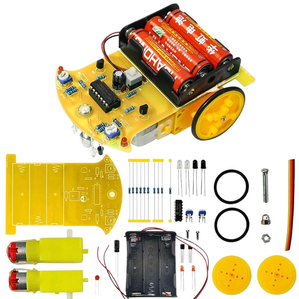 DIY Electronic Kit Tracking Line Smart Car Soldering Project Practice Following Robot Beginners Education School Competition New 2025 for Arrival High Reliable Component, Stable Performance