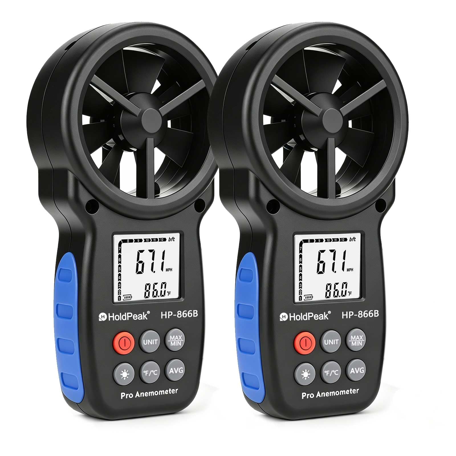 866B Digital Anemometer, Handheld Wind Speed CFM Meter [2 PCS]