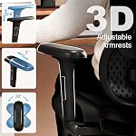 Vonesse Ergonomic Office Chair with Footrest, Computer Gaming Chair with Dynamic Lumbar Support & Adjustable Depth Breathable Mesh Seat, Desk Chairs with Adjustable 3D Headrest and Armrests (Black)