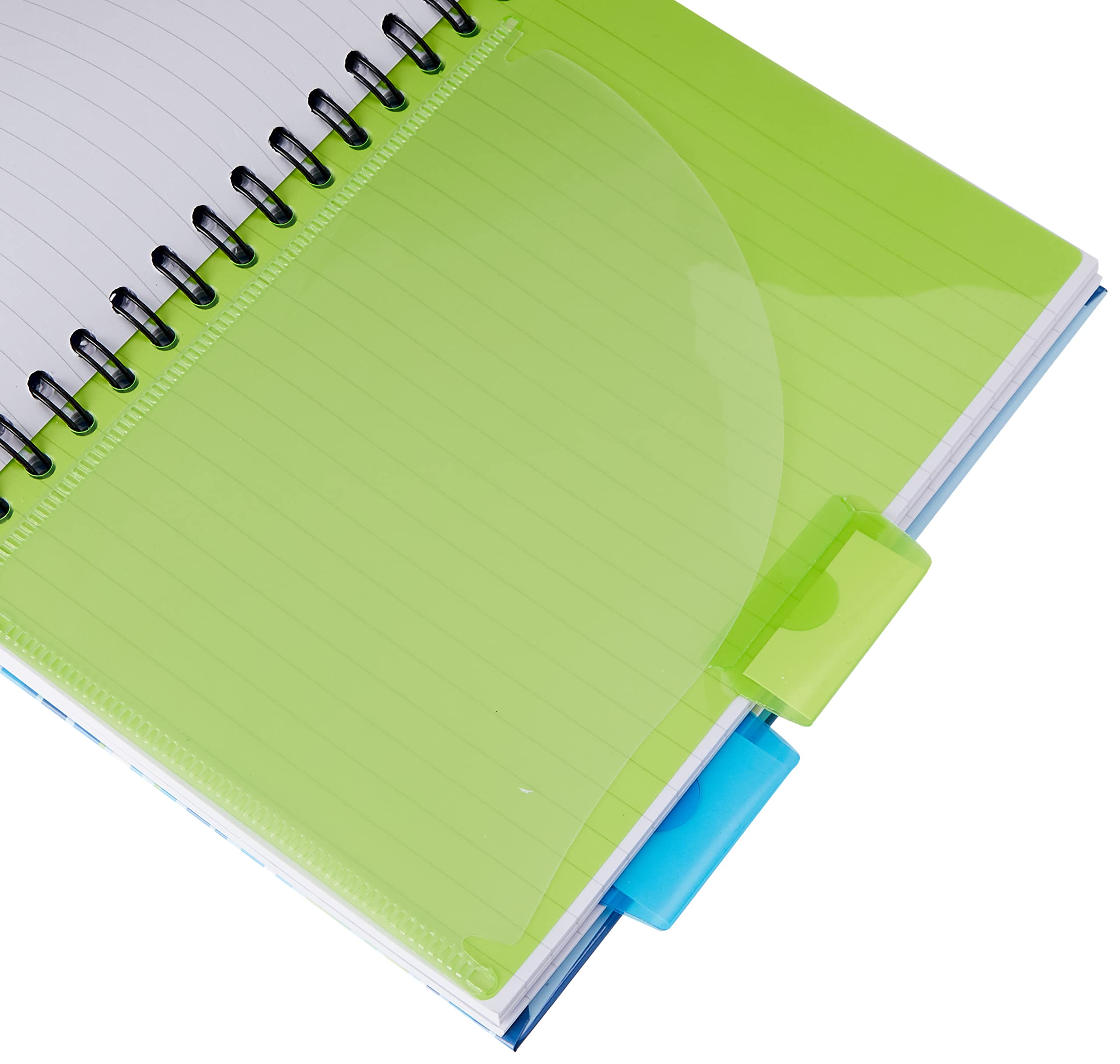 Pukka Pad - Cuaderno de espiral doble de tapa dura (3 unidades, A5, 250 hojas microperforadas, 80 g/m², raya de 8 mm, incluye separadores), diseño de rayas, color rosa y azul, azul y verde (surtido)