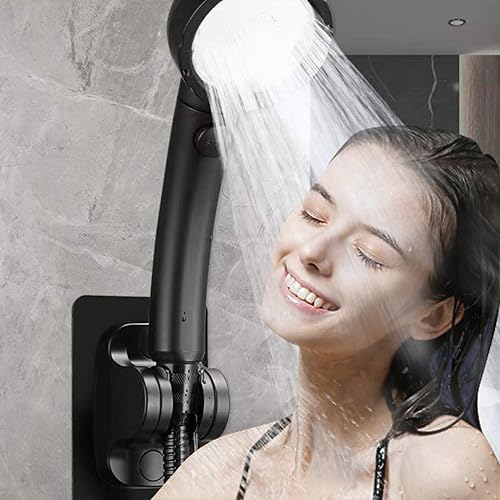 Miniatura 7 de Soporte de ducha adhesivo fuerte para montaje en pared, paquete de 2 soportes de ducha grandes autoadhesivos para cabezal de ducha de mano para baño