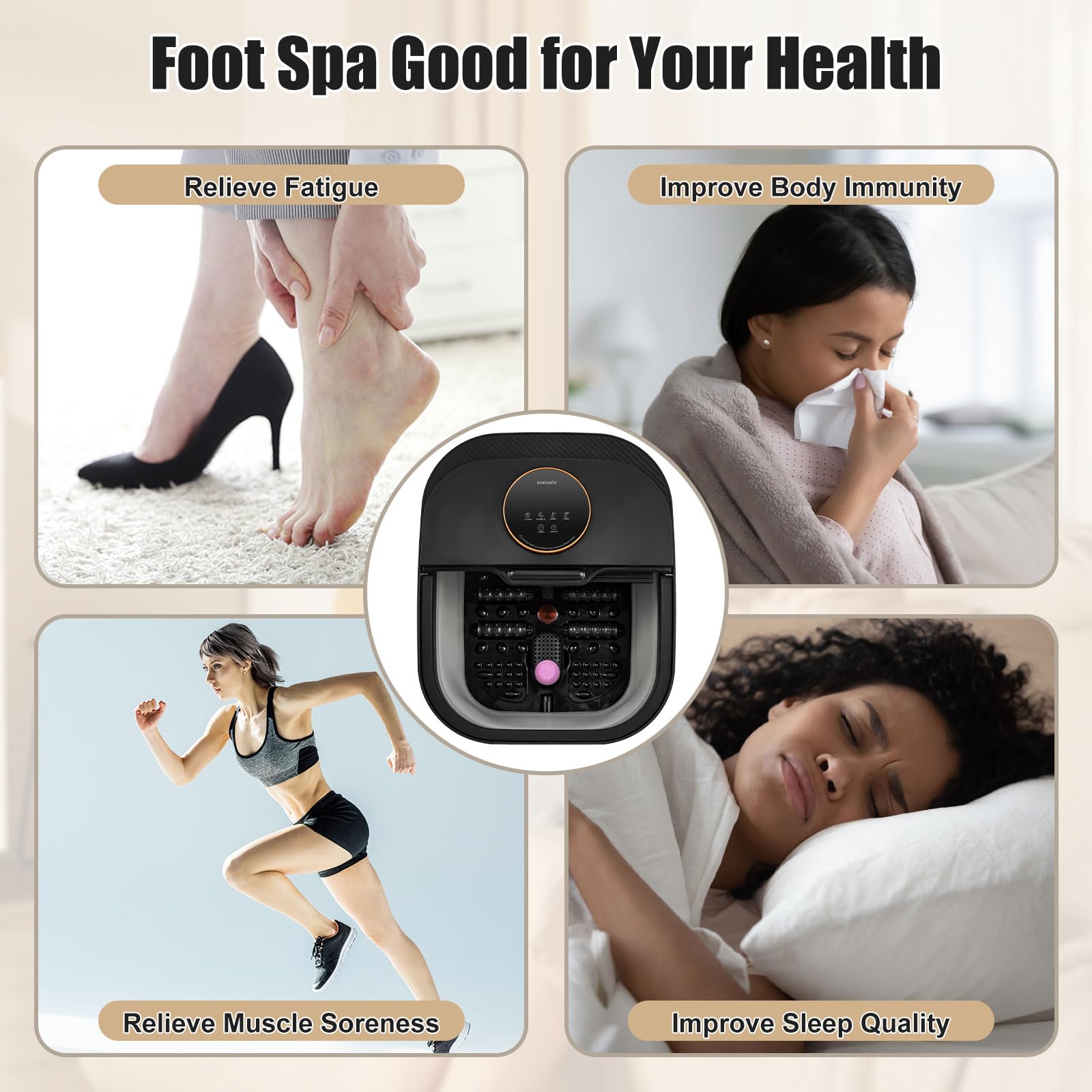 Baño de spa plegable para pies con calor y masajeador, burbujas, control de temperatura, control remoto, pantalla táctil, piedra pómez, spa de pies de pedicura para relajación, regalo para mujeres y