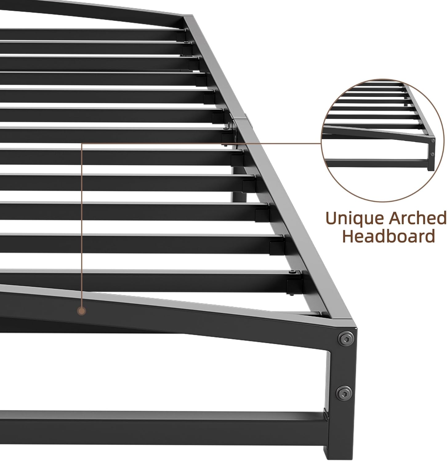 IDEALHOUSE Twin Size Metal Bed Frame,Platform Twin Bed Frame with Arch Design,10 Inch Heavy Duty Strong Support Slats,Sturdy Mattress Foundation,Easy Assembly,No Box Spring Needed，Black