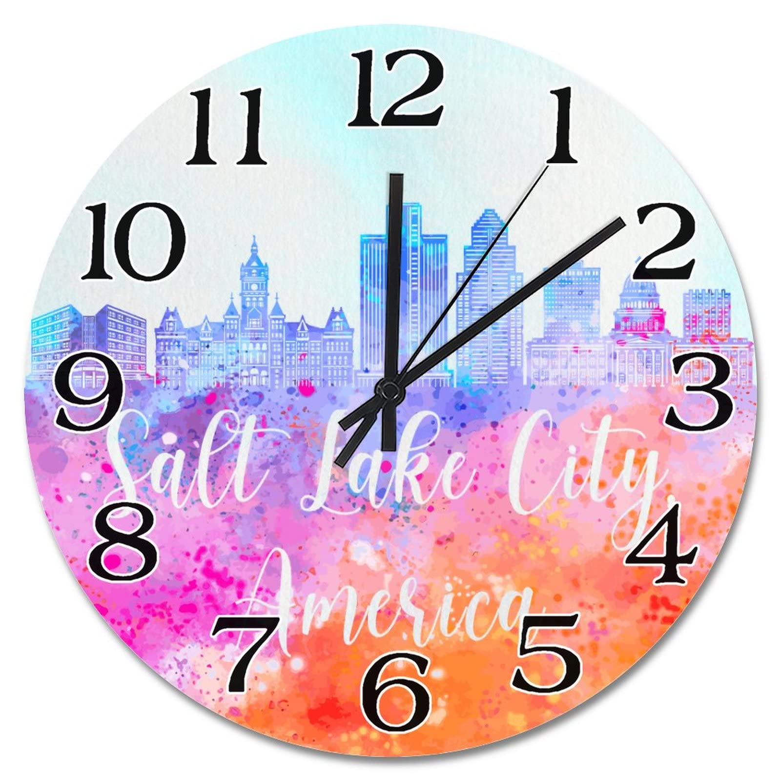 Horloge murale amusante silhouette design mer et lac decoration moderne 38,1 cm