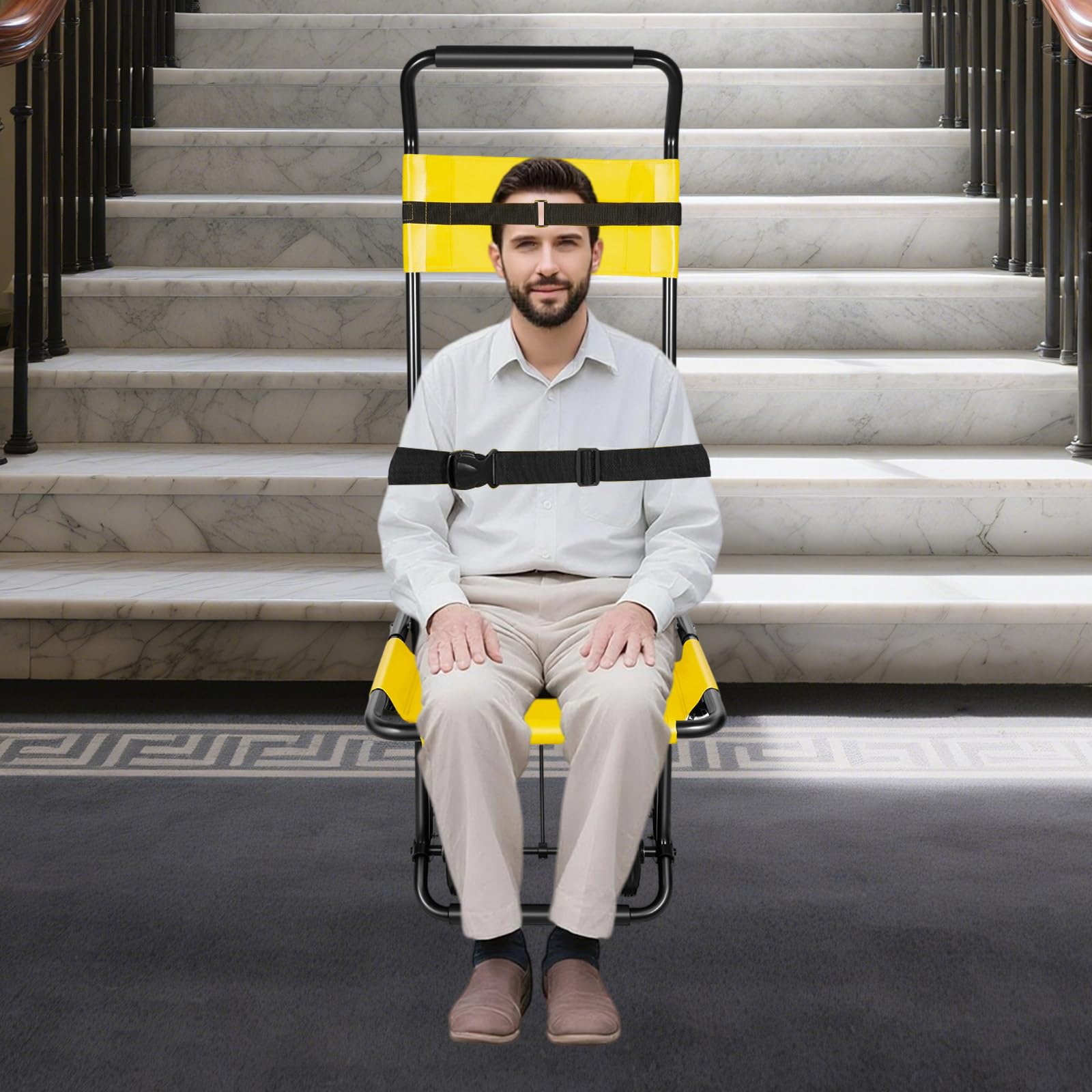 Silla de ruedas para escaleras para adultos, silla de ruedas manual móvil con fácil manejo, construcción ligera estable, silla de ruedas plegable que ahorra espacio para el cuidado del hogar
