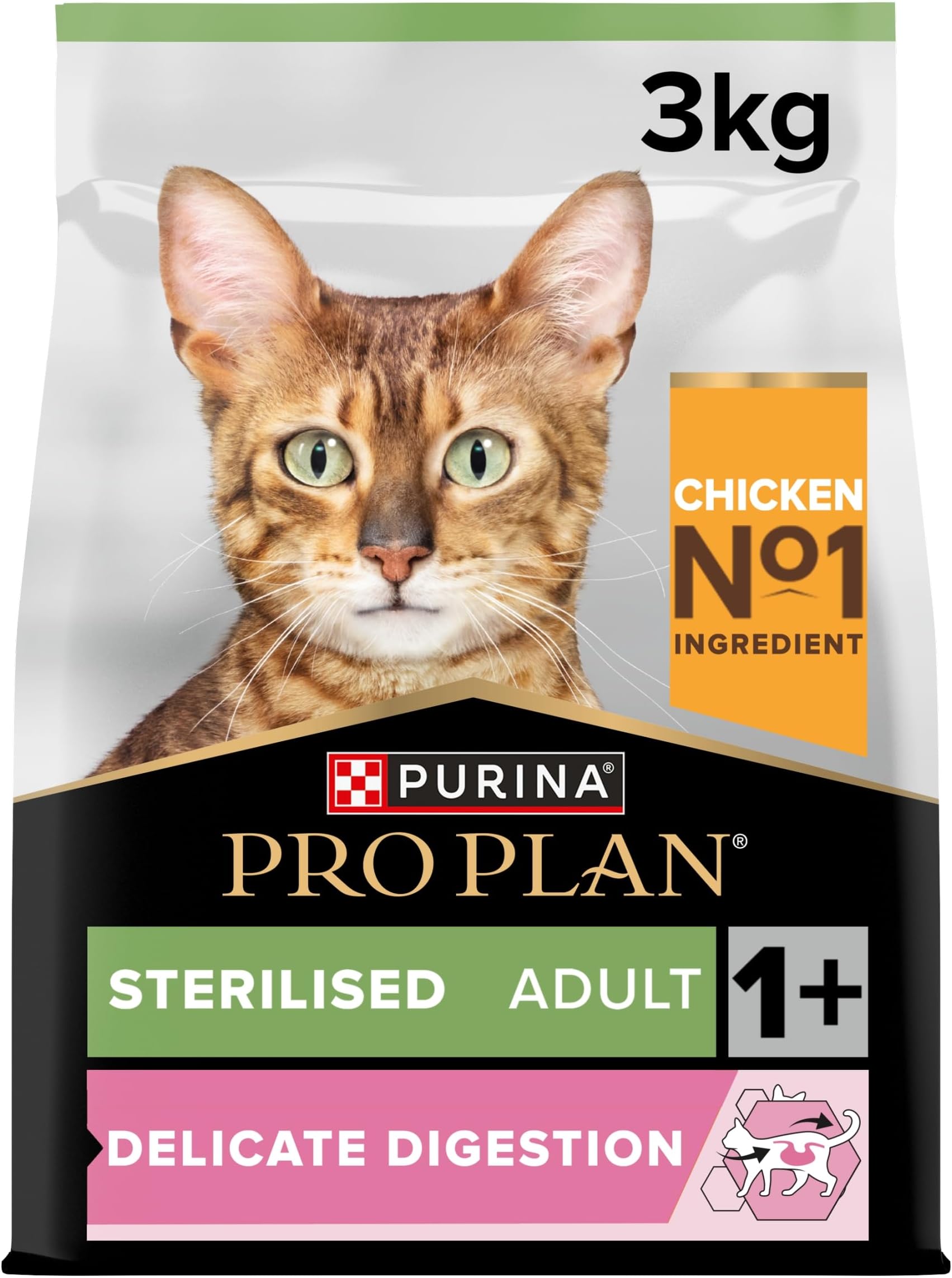 Sterilised Adult Delicate Digestion Dry Cat Food with Chicken, 3 kg