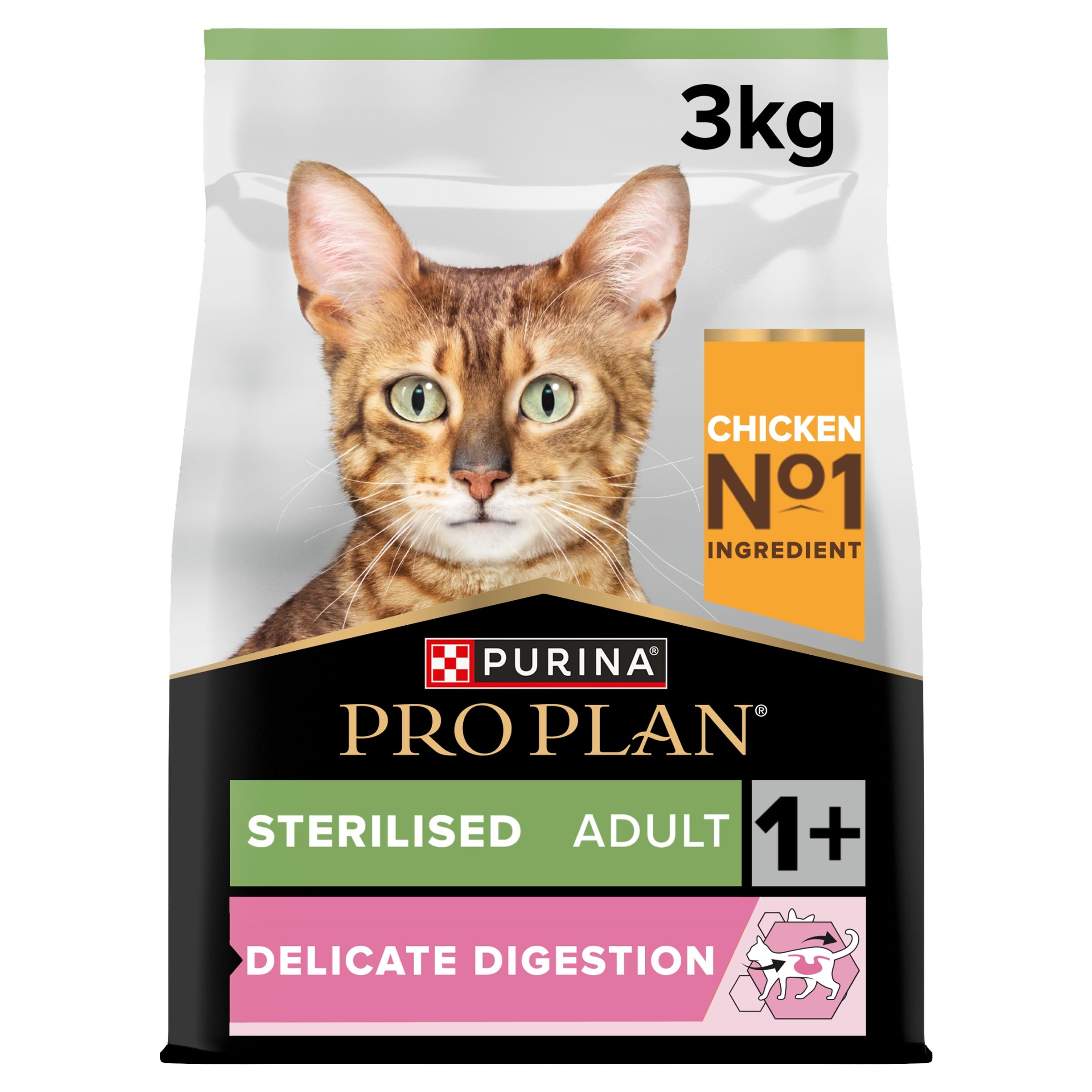 Sterilised Adult Delicate Digestion Dry Cat Food with Chicken, 3 kg
