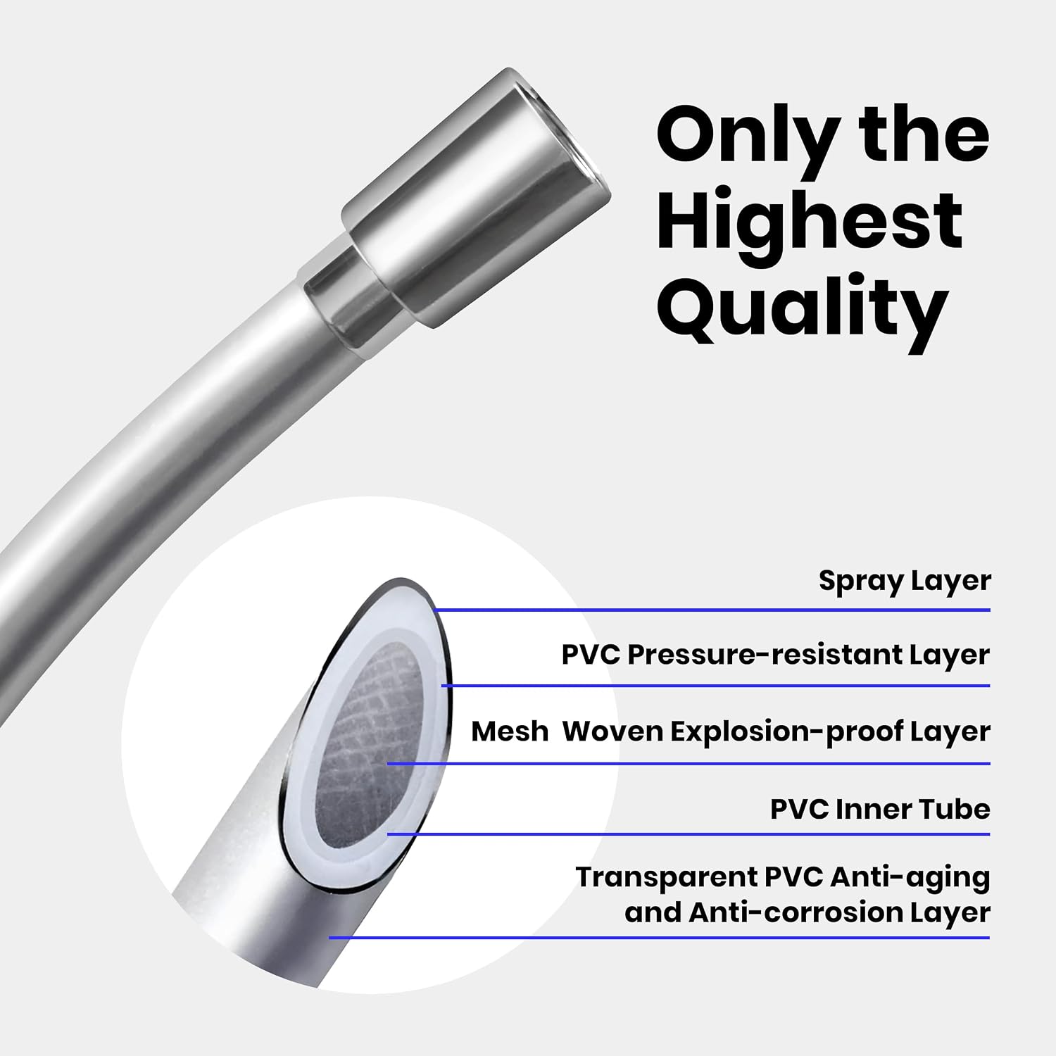 Maas and Bath Shower Hose & Bracket Accessories Kit - Fast & Easy Setup, Reliable and Leak Proof, Durable Long Hose for Improved Hand Held Showerhead Range & Water Pressure image 2
